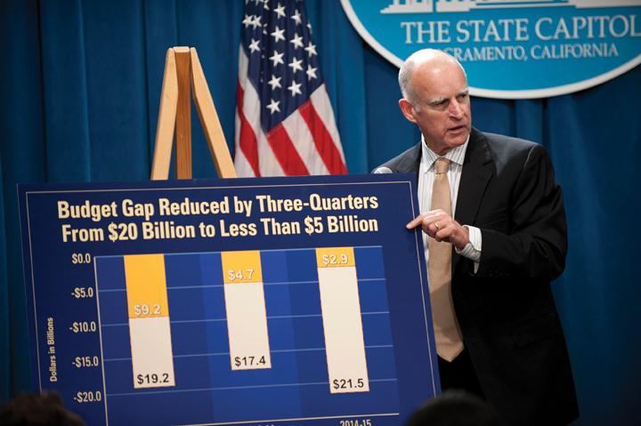 Gov. Jerry Brown discusses a budget proposal in 2012. (Lezlie Sterling/Sacramento Bee/MCT)