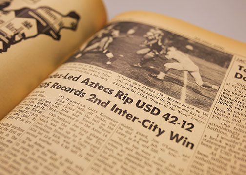 The Daily Aztecs sports section in November 1961 chronicles the only time SDSU and USD locked horns in football.