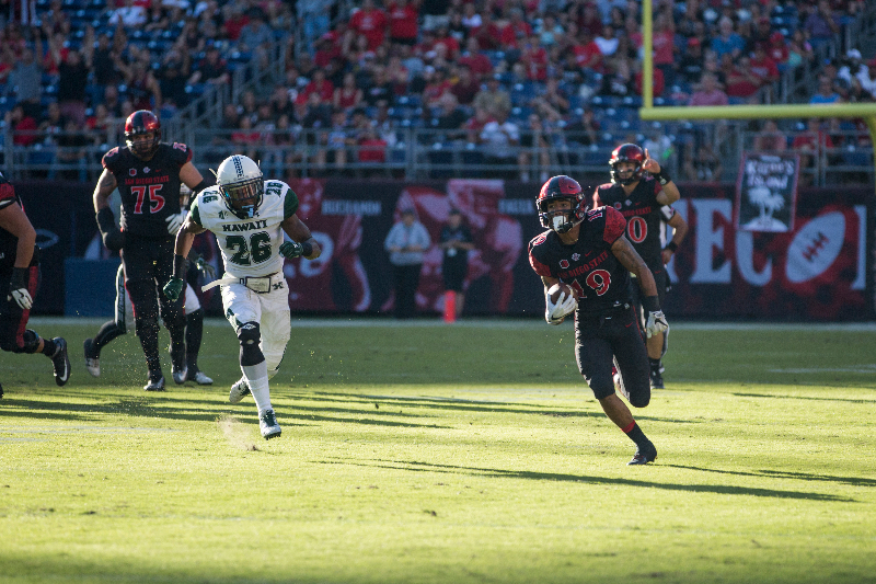 Aztecs rush for a school-record 474 yards in 46-16 win over Nevada