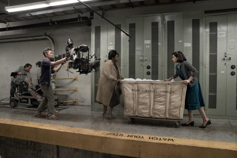 Actors Octavia Spencer and Sally Hawkins seen on the set of The Shape of Water.