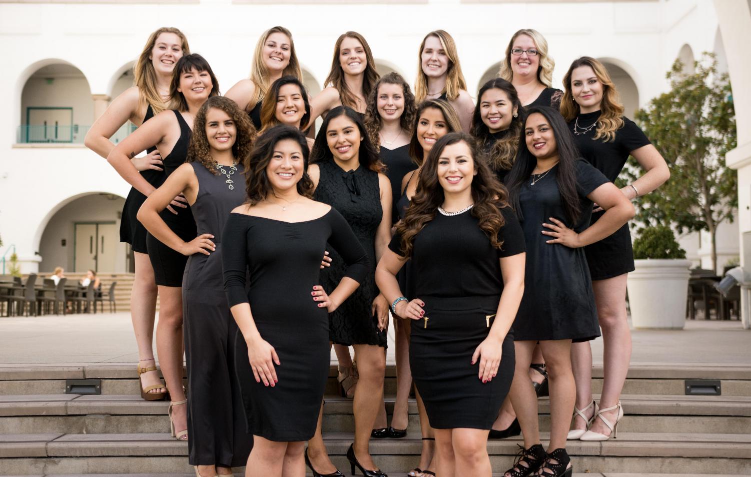 Sirens of State members pose for a group photo in the Conrad Prebys Aztec Student Union.