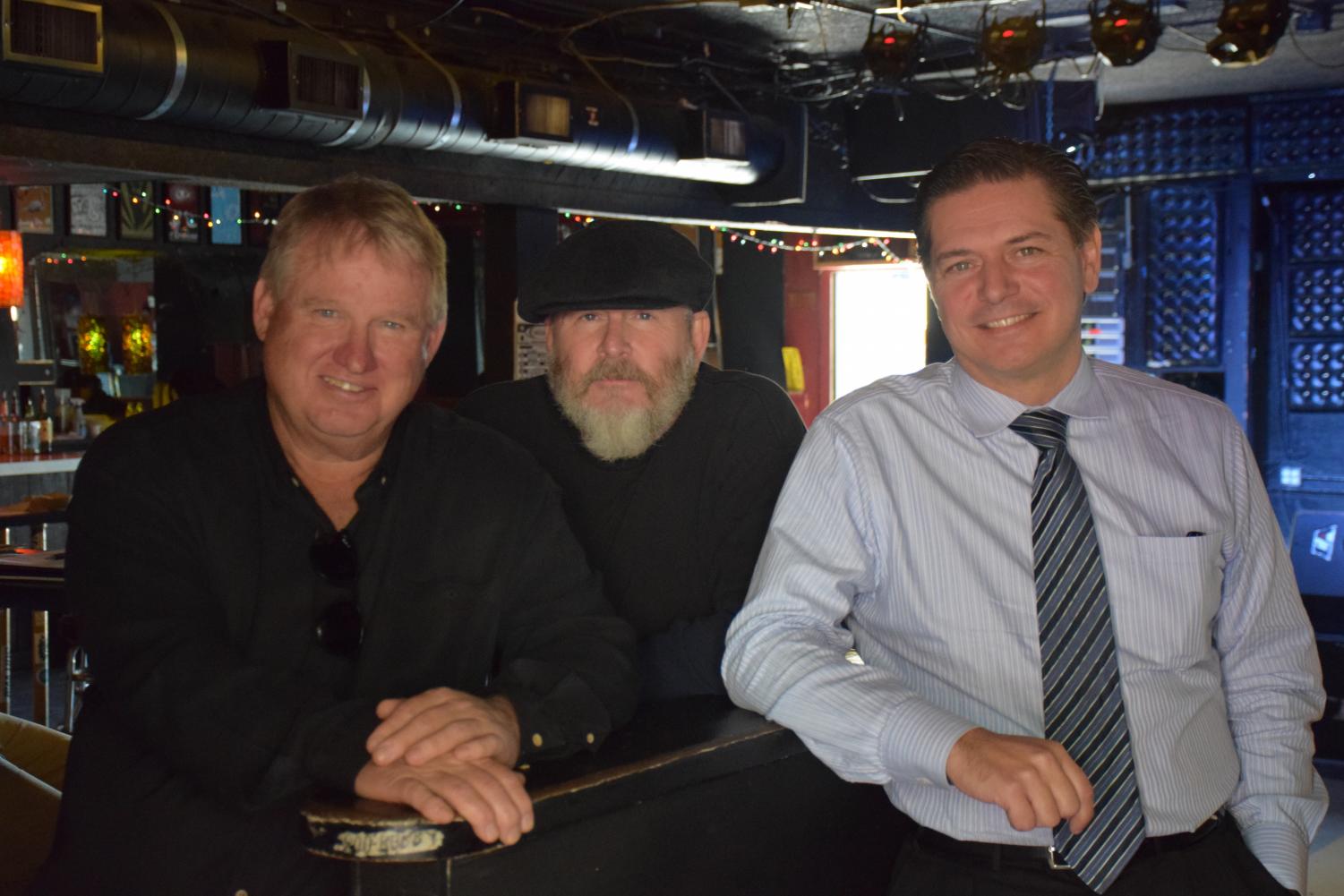 Randal Phillips, Michael Halloran and Mario Mayans sit at the Casbah in San Diego during a press event for the new MORE-FM bilingual station format on Monday, March 26, 2018.