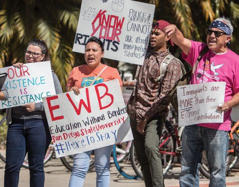 Ana Hernández protesta para defender a DACA en SDSU.