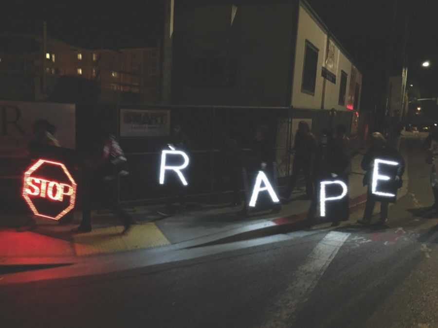 Students at Take Back the Night Protest in 2014.