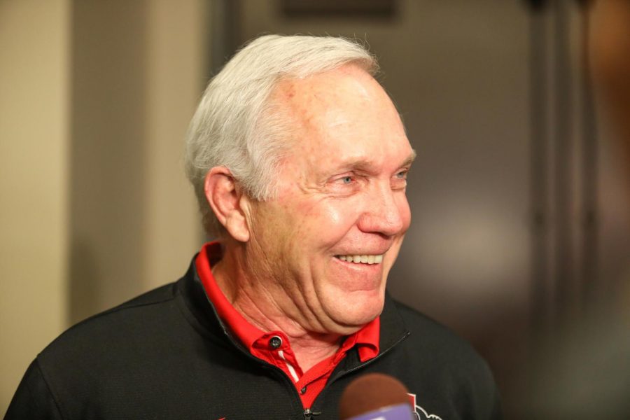 Rocky Long gives his final interviews to the media as head coach of San Diego State football on Jan. 8.