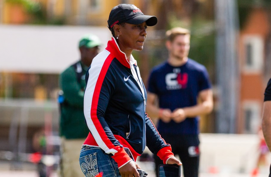 San+Diego+State+cross+country+and+track+and+field+head+coach+and+former+Olympian+Shelia+Burrell+is+entering+her+12th+year+on+the+Mesa.