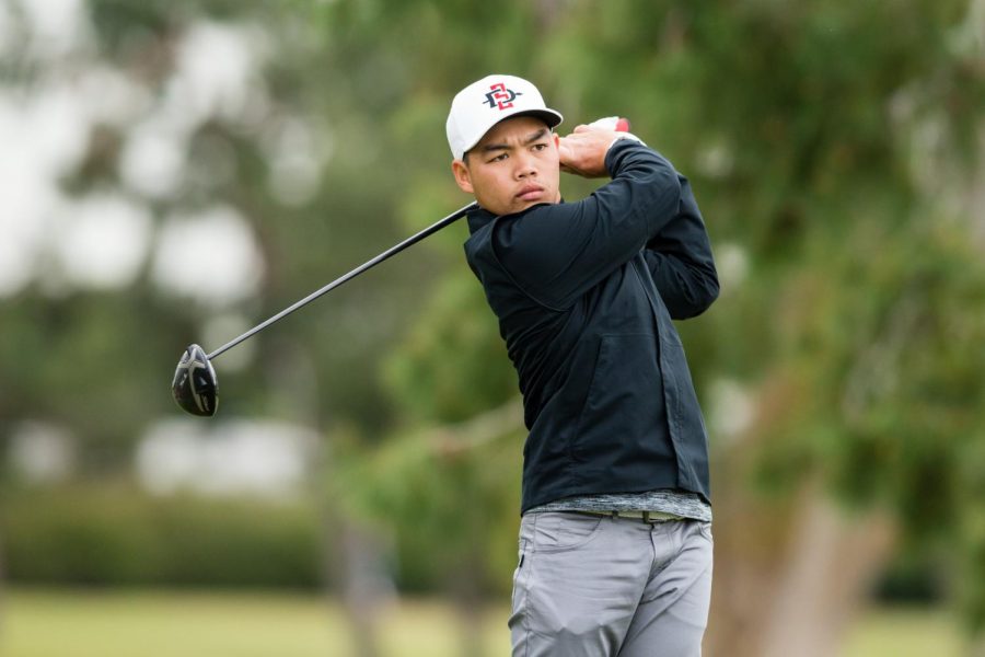 Then-junior Puwit Anupansuebsai tees off for San Diego State mens golf during the 2019 season.