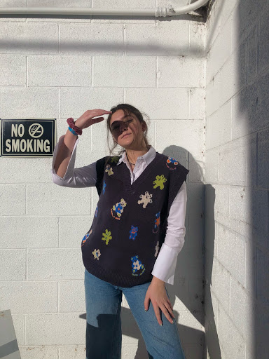 Anna Williams styled in a sweater vest and long sleeve button up combination (Photo credit: Anna Williams). 