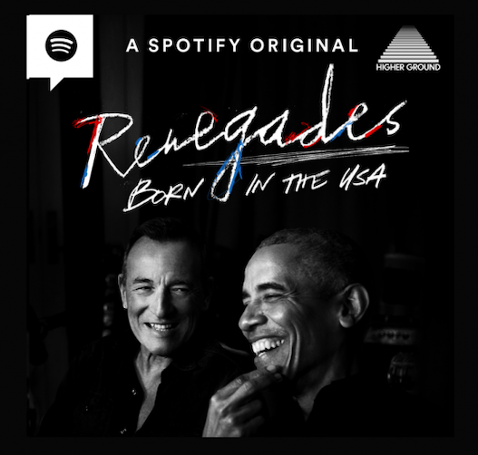 The title cover for Barack Obama and Bruce Springsteens podcast, Renegades: Born In The USA. (Photo Courtesy of Spotify Studios)