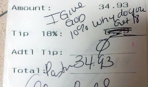 Tipping puts waiters at the mercy of greedy bullies