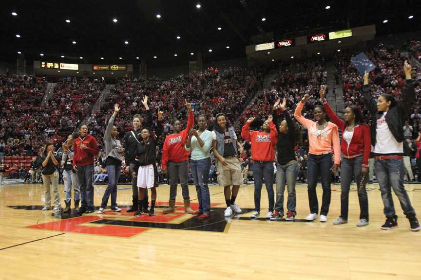 Photo Editor Antonio Zaragoza captured this photo of the women’s basketball team being honored for winning the Mountain West Championship Title.