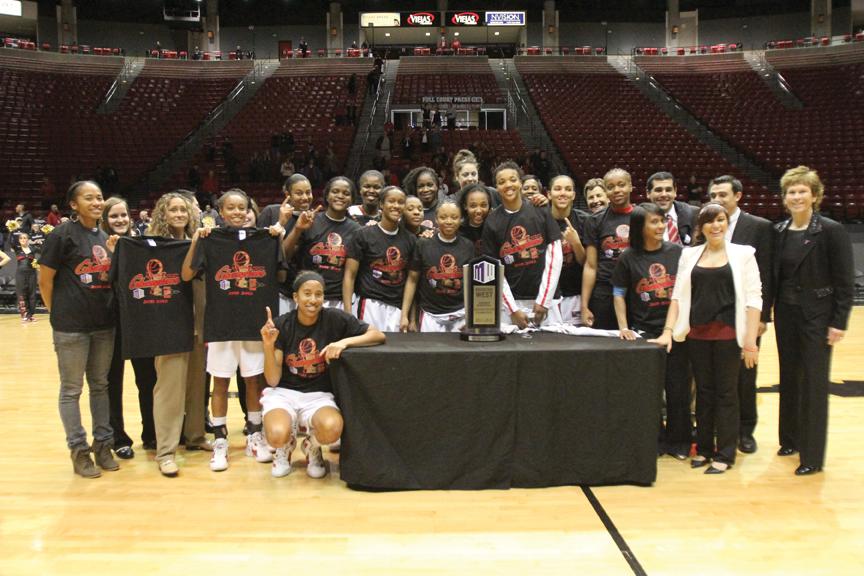 SDSU+celebrated+its+Mountain+West+Conference+regular+season+Championship+after+a+58-41+win+againstBoise+State+at+Viejas+Arena+on+Wednesday.+%7C+Antonio+Zaragoza%2C+Photo+Editor