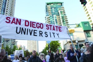 Photo Editor Antonio Zaragoza captured this photo as San Diego State participated in the Occupy San Diego movement in downtown San Diego last Friday.