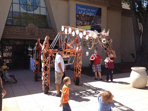 Robo Expo featured Russell, an 18-foot giraffe, in hopes of engaging children.