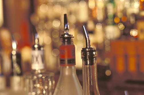 Bottles of Liquor at a Bar