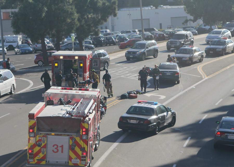 Traffic build-up on College Avenue due to motorcycle collision 