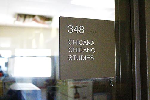 Plaque outside of Chicana, Chicano Studies room.