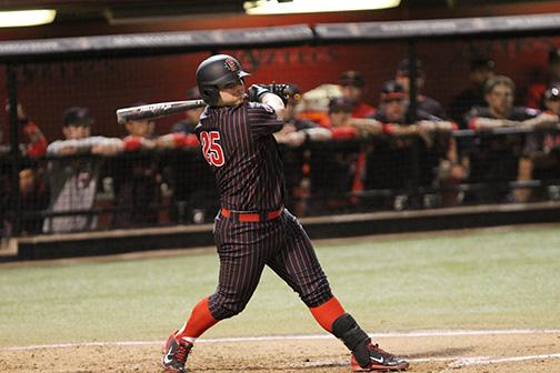 SDSU Baseball infielder Ty France batting