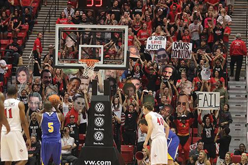 sdsu student section the show tries to distract shooter