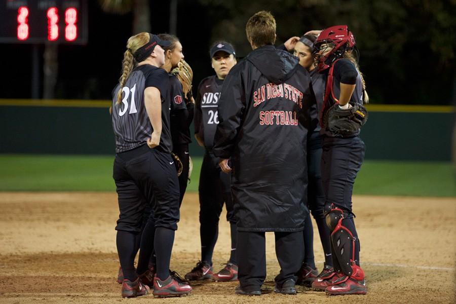 SDSU+softball+swept+in+doubleheader+to+close+out+San+Diego+Classic+I