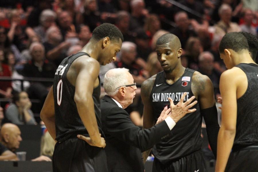 Winston+Shepard+and+Skylar+Spencer+ready+for+last+bout+at+Viejas+Arena+for+SDSU+basketball