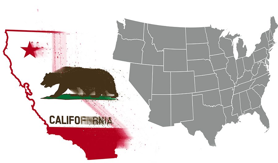 California separates from a map of the United States.