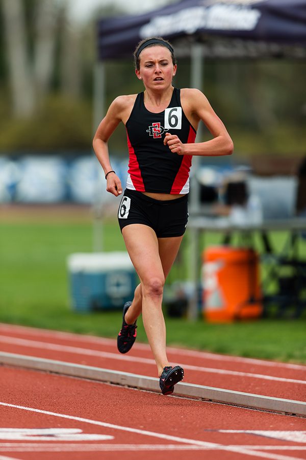 Graduate senior Christine Kent running in the San Diego Collegiate Classic on March 11.