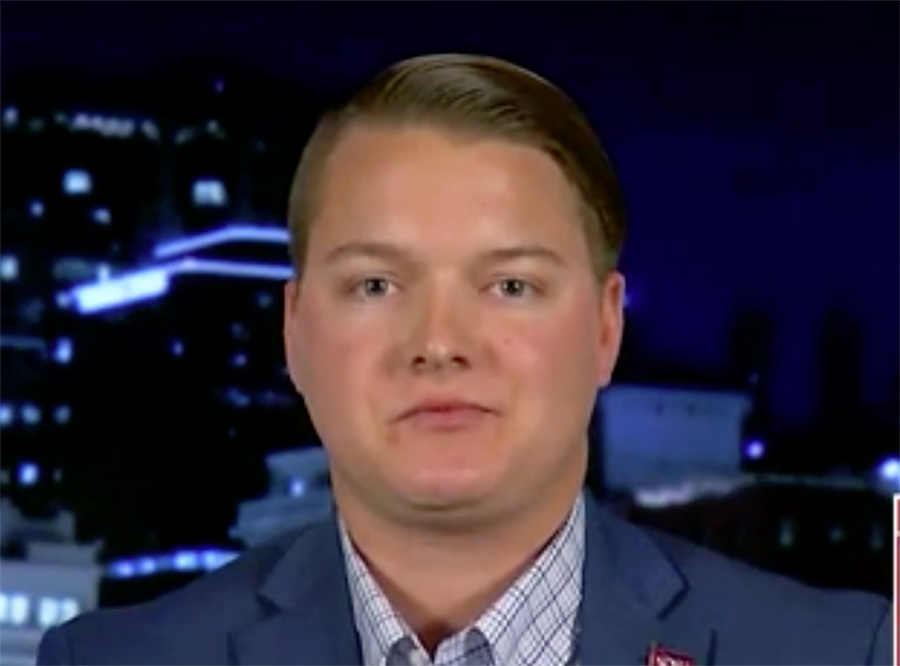 SDSU College Republicans President Brandon Jones speaks on Fox and Friends in September. Jones wrote for Campus Reform about a course on President Donald Trumps impeachment offered by SDSUs College of Extended Studies. The course has since been renamed to remove Trumps name. File photo