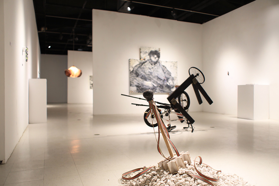 Located in the SDSU University Gallery, art displayed in the Wiggle Room exhibit showcases the work of graduate students. 
