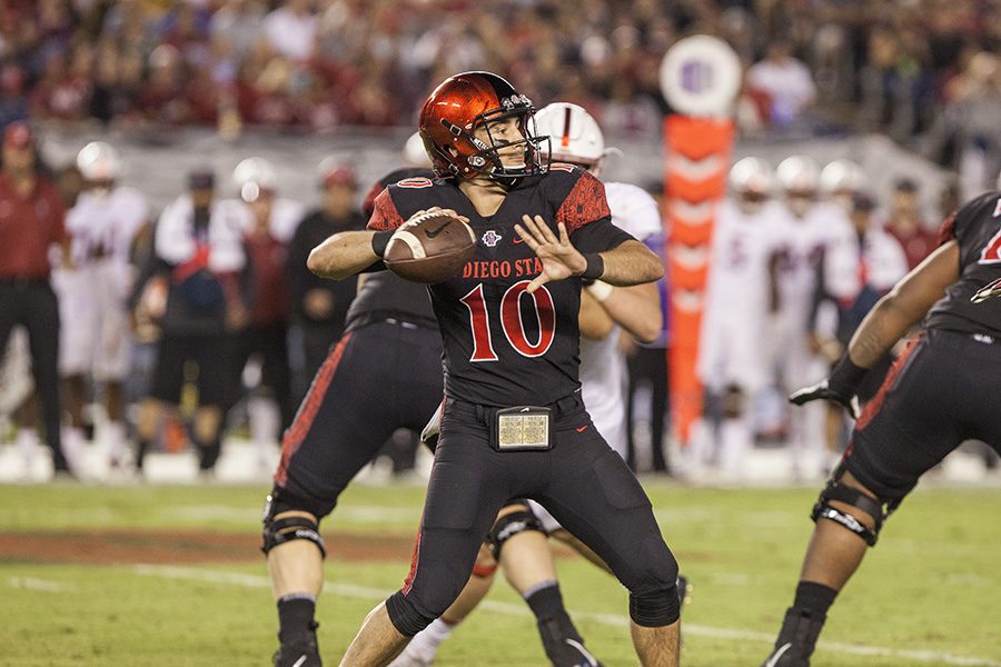 Redshirt+junior+quarterback+Christian+Chapman+pulls+back+for+a+pass+during+SDSU%E2%80%99s+win+over+Stanford+on+Sept.+16%2C+2017.