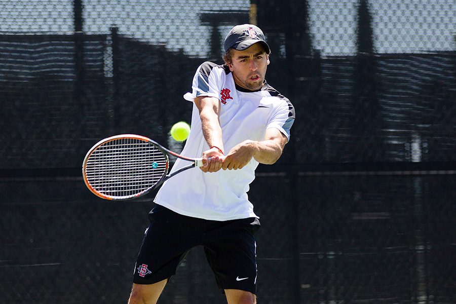 21 April 2017: The San Diego State mens tennis team hosts Santa Clara for senior day. 
www.sdsuaztecphotos.com