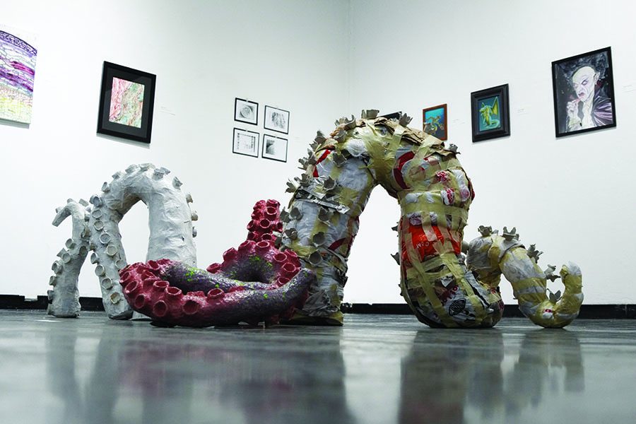 This+piece+by+Shayne+Oseguera%2C+titled+Octopusish%2C+is+one+of+the+many+art+pieces+on+display+at+the+exhibit+Built+to+Last.