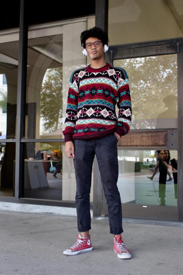 Yuuki Rosbys sweater weather style shines at state with his mix of cozy, customized and thrifted looks.