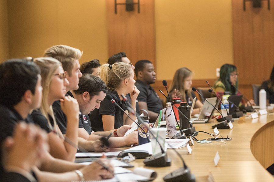 Members of the A.S. University Council at a September meeting.