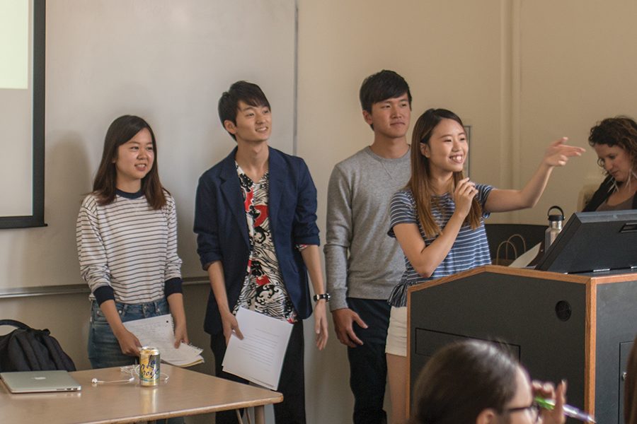 Four+students+discussed+stereotypes+and+misconceptions+Americans+have+about+Asian+culture.+From+left%3A+Minami+Takashima%2C+Hirotaka+Kaneyuki%2C+Josh+Hsien+Yang+and+Yee+Ting+Lam.