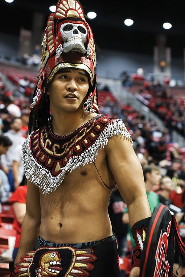 The+Aztec+Warrior+mascot+%E2%80%93+now+to+be+called+a+spirit+leader+%E2%80%93++at+a+sporting+event.+