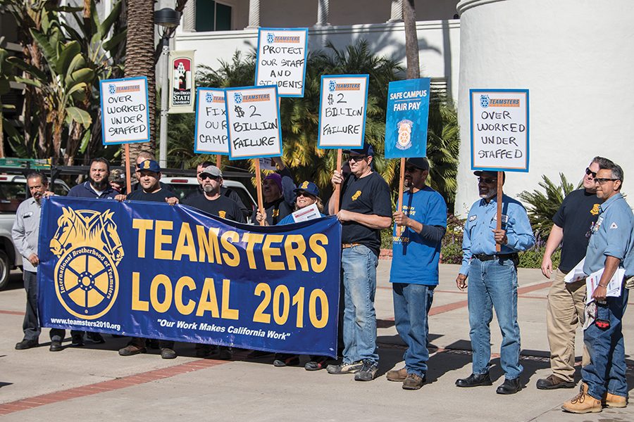 SDSU maintenance workers held a demonstration Tuesday afternoon against what they describe as unfair practices by SDSU.