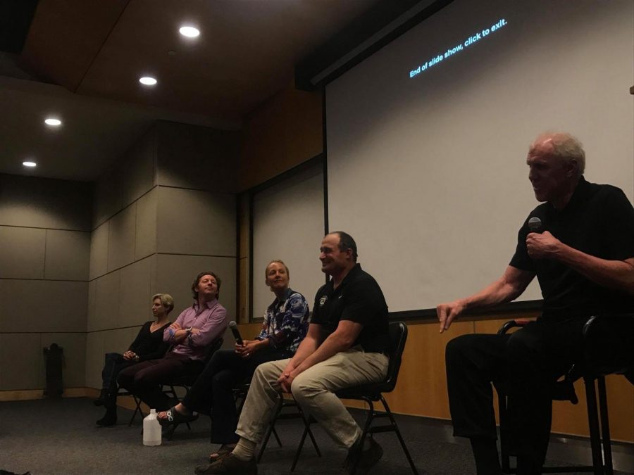 From left to right, Paula Newby Fraser, Simon Marshall, Leslie Patterson, Nico Marcolongo and Bill Walton discuss how former athletes deal with the ends of their careers at the 