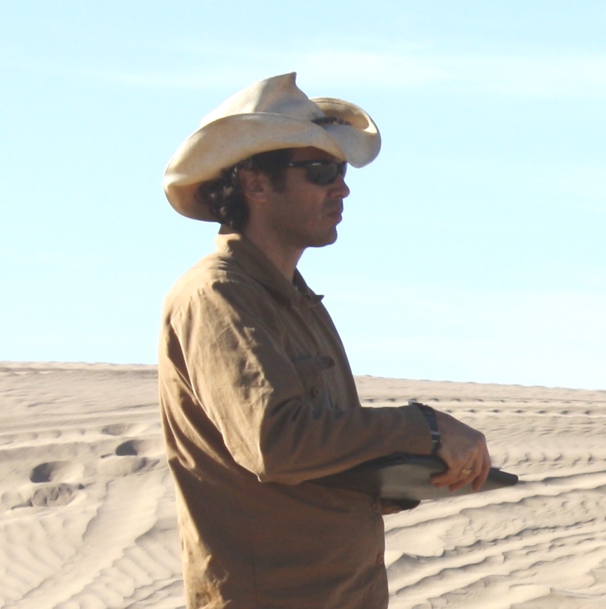 Seth Mallios surveys old movie set sites from the 1920s and 30s at Buttercup Dunes in Imperial County, CA.