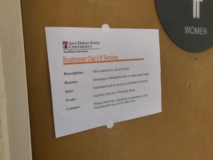 Restooms on campus closed due to College Area water outage.