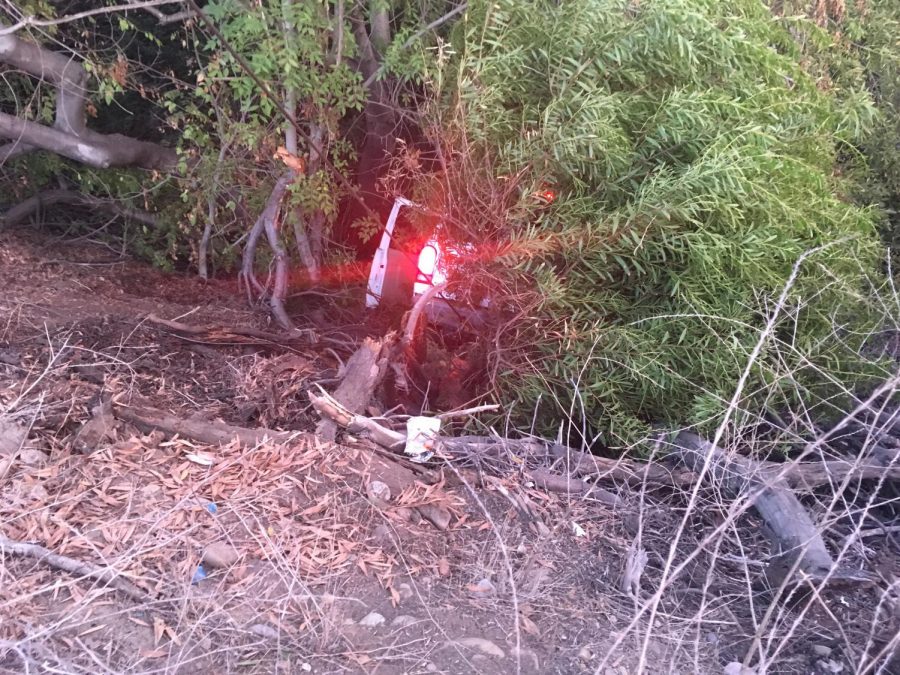 A vehicle flipped into a ditch near campus during an accident on Oct. 28.