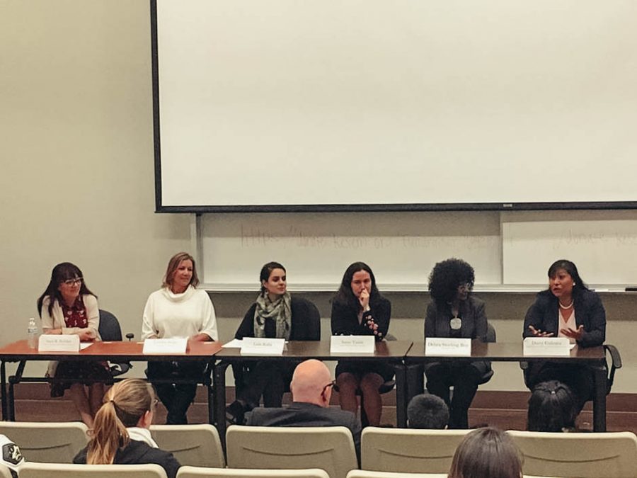 Daisy Galeana, Lida Raifa, Sara R. Roldan, Debra Sterling Roy, Irene Tassie and Tabitha Burke made up the Women in Leadership panel on Nov. 30. 