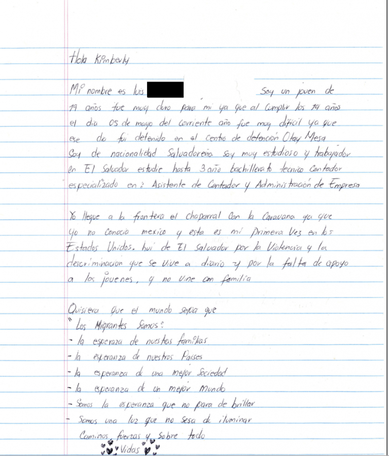 Luis, a 19-year old migrant from El Salvador, writes in a letter migrants are not what president Trump thinks they are. 