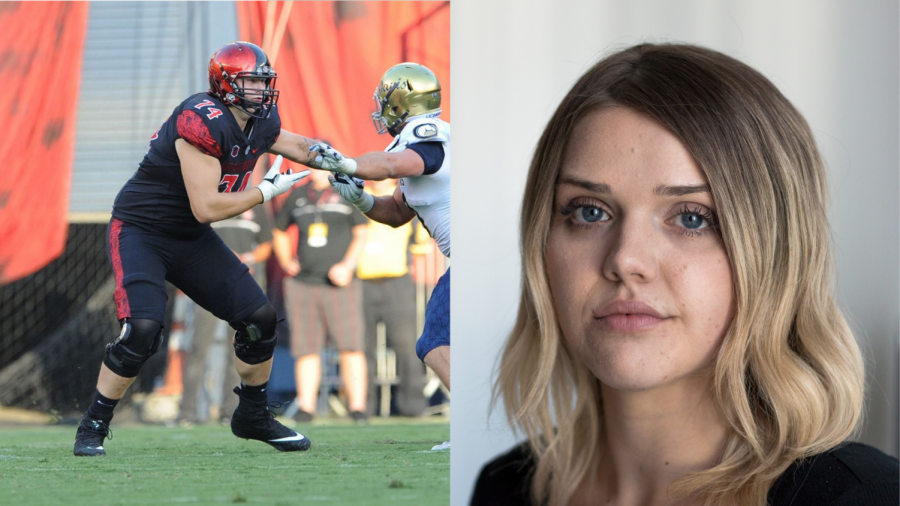 %28Left%29+Tyler+Roemer%2C+former+Aztecs+left+tackle.+Courtesy+of+SDSU+Athletics.+%28Right%29+Carly+Heppler%2C+communications+senior+who+is+accusing+Romer+of+emotional+and+physical+abuse.