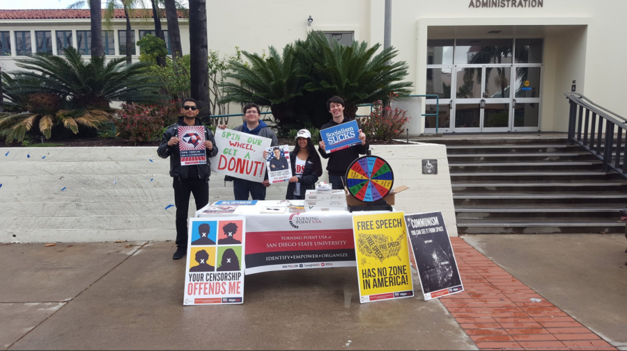 Turning Point USA at SDSU  members table every Thursday at the farmers market.