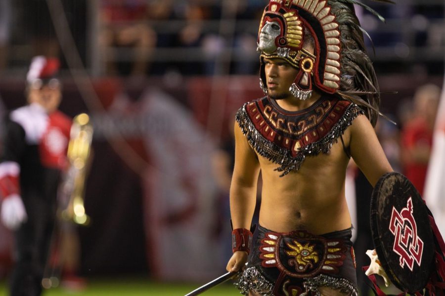 Aztec Warrior at a SDSU football game.