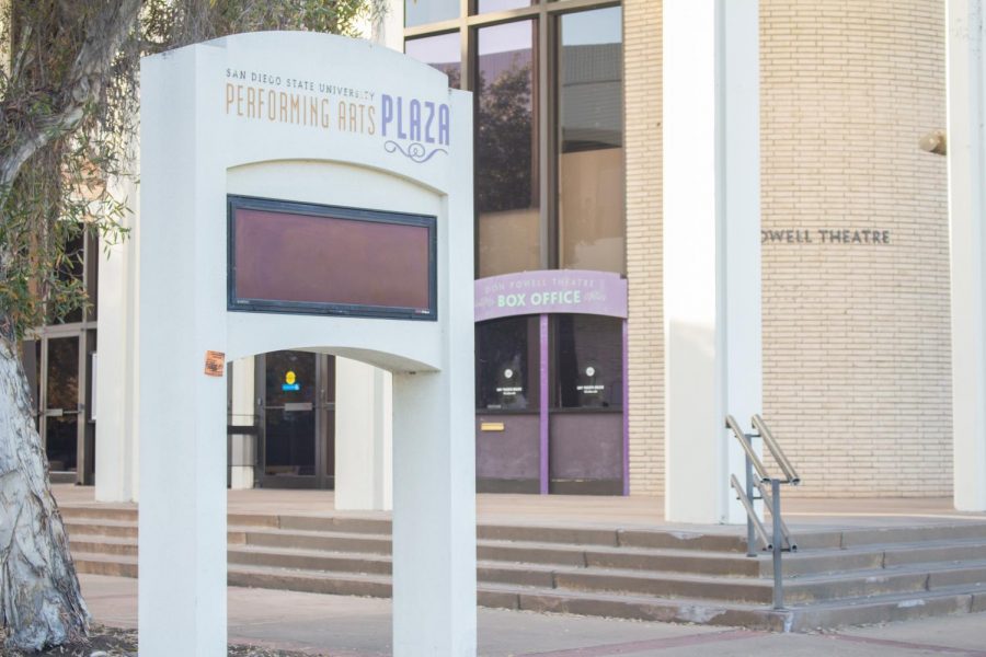 Outside of the Don Powell Theatre at SDSU.