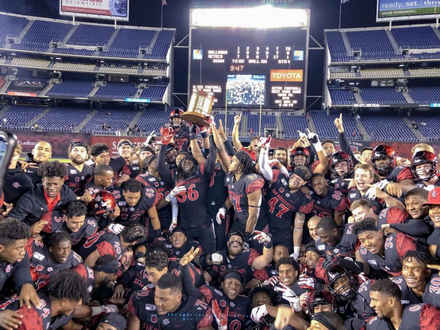 The Aztecs hoist the Old Oil Can trophy for the first time since 2016.