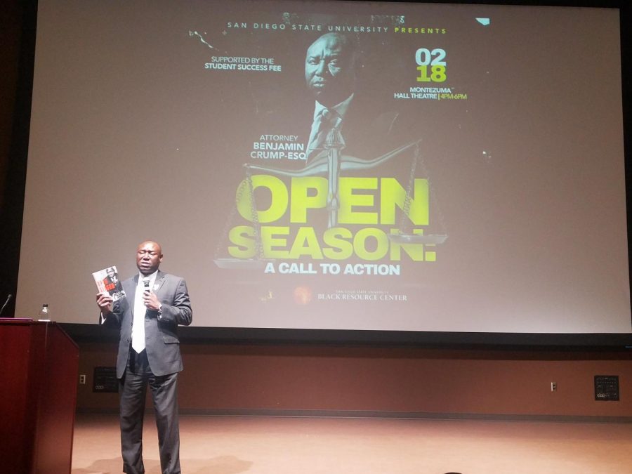 Renowned attorney and author Benjamin Crump spoke about civil rights and his life as an attorney at Montezuma Hall Theatre on Feb. 18.
