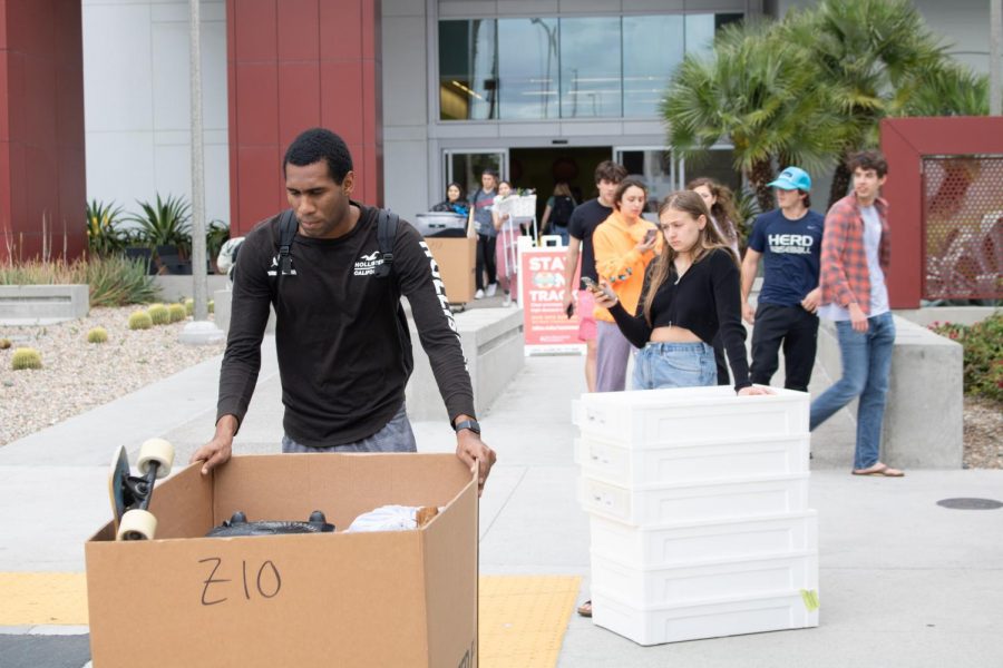 San Diego State freshmen move out of campus housing in mid-March amid the onset of the coronavirus pandemic.
